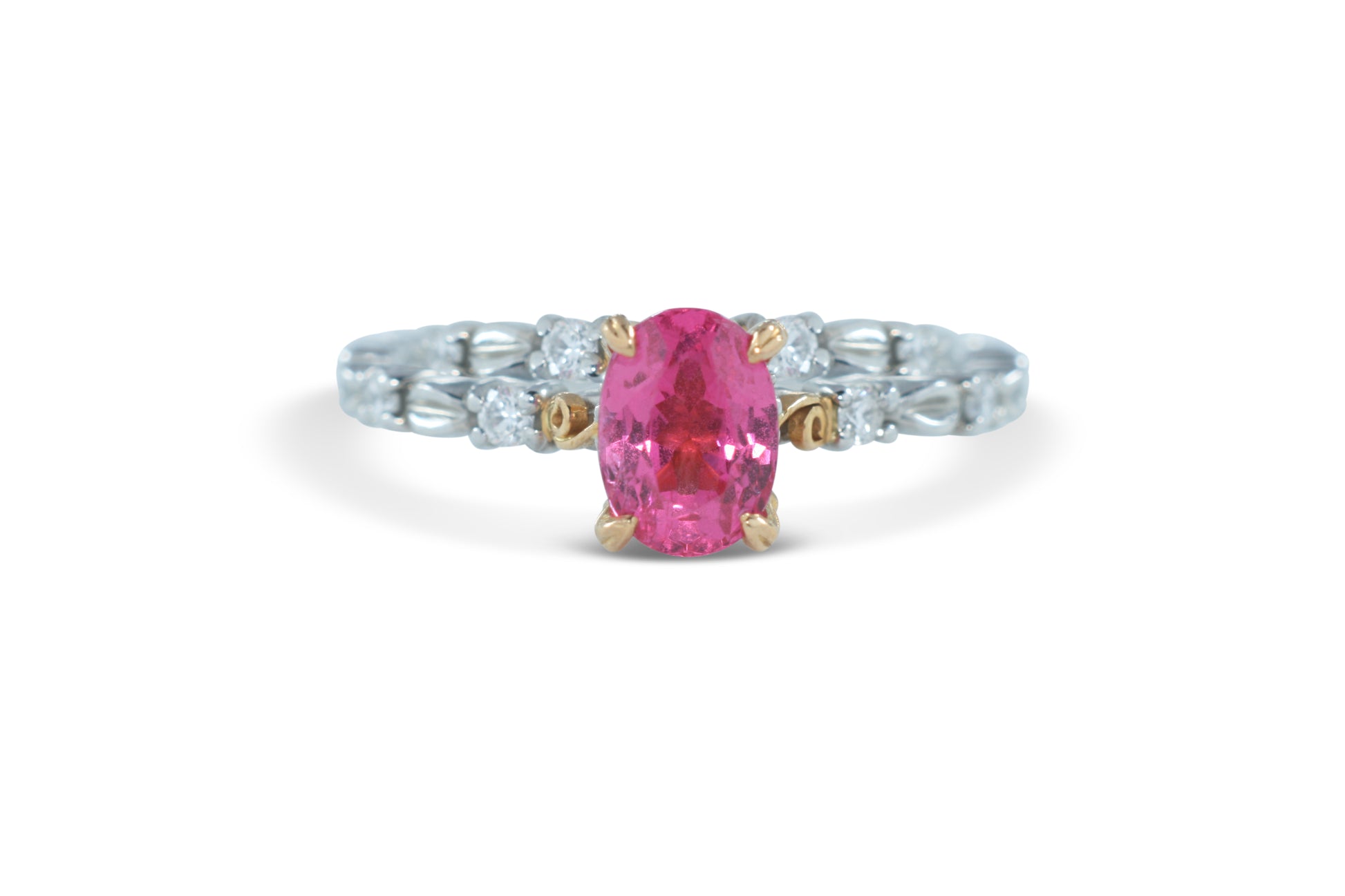Oval Pink Spinel Diamond White Gold Ring