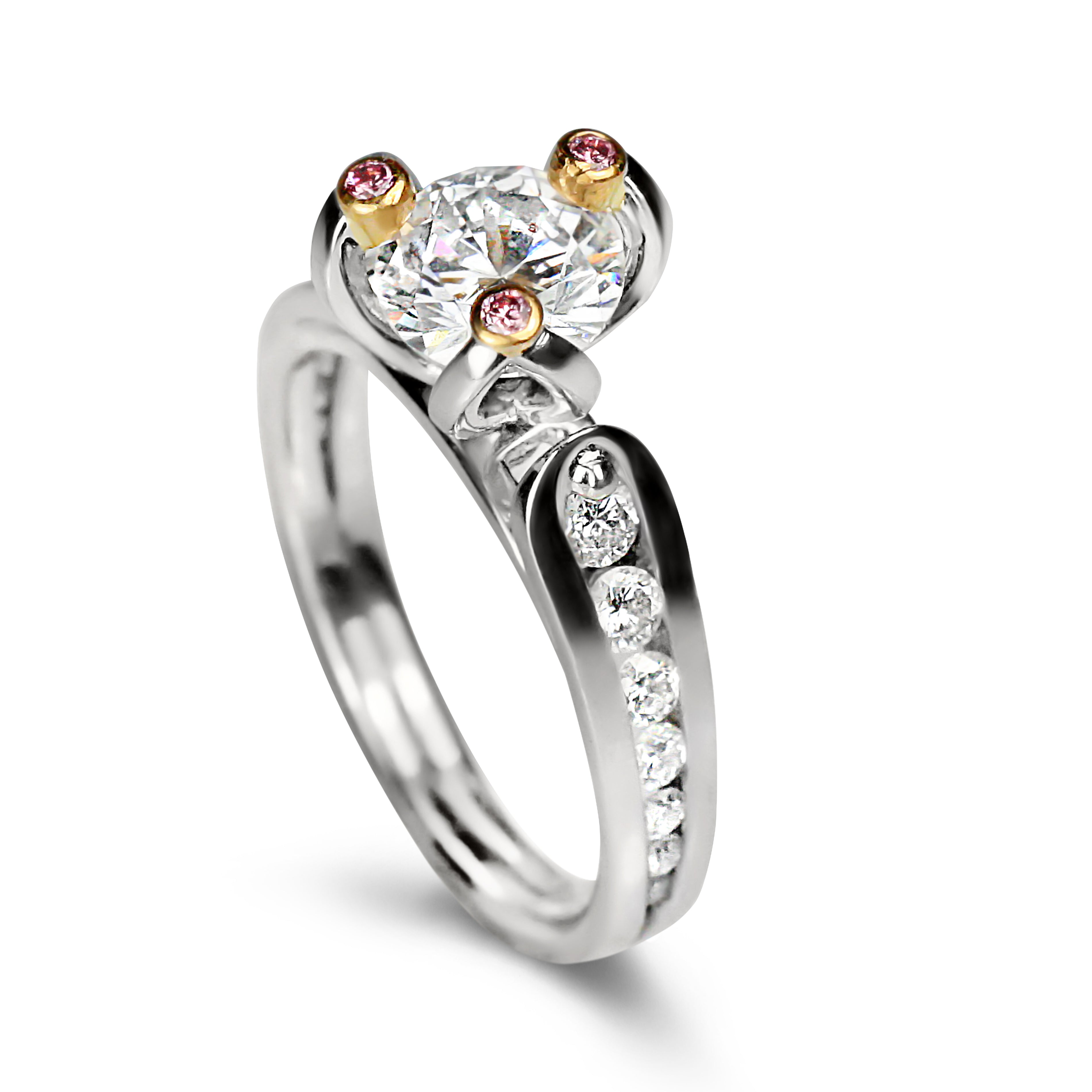 Diamond Engagement Ring with Pink Accent White Gold