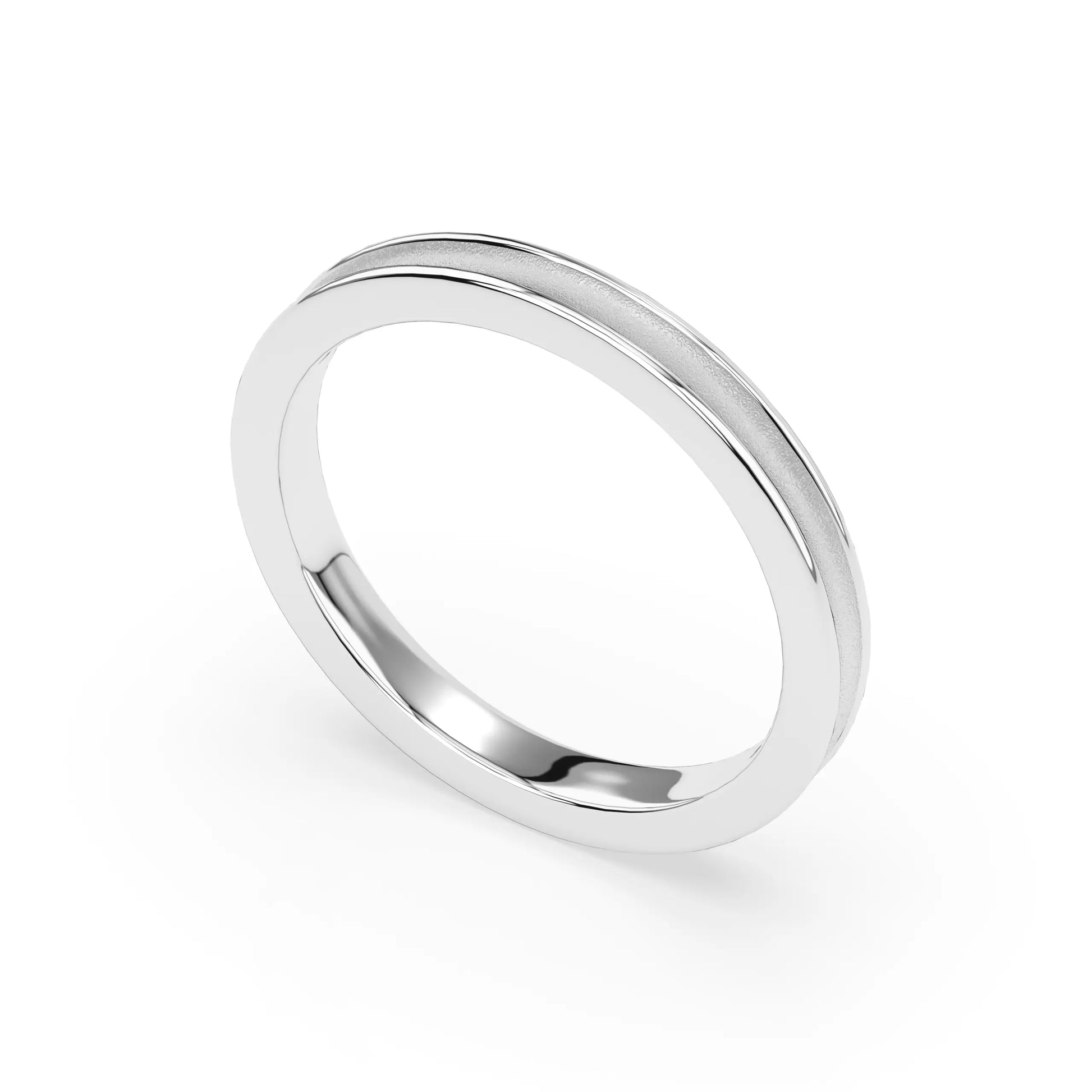 Angled view of Meridian Abundance ring by Dimis Designs in sterling silver, engraved grooves symbolising flowing wealth and abundance.